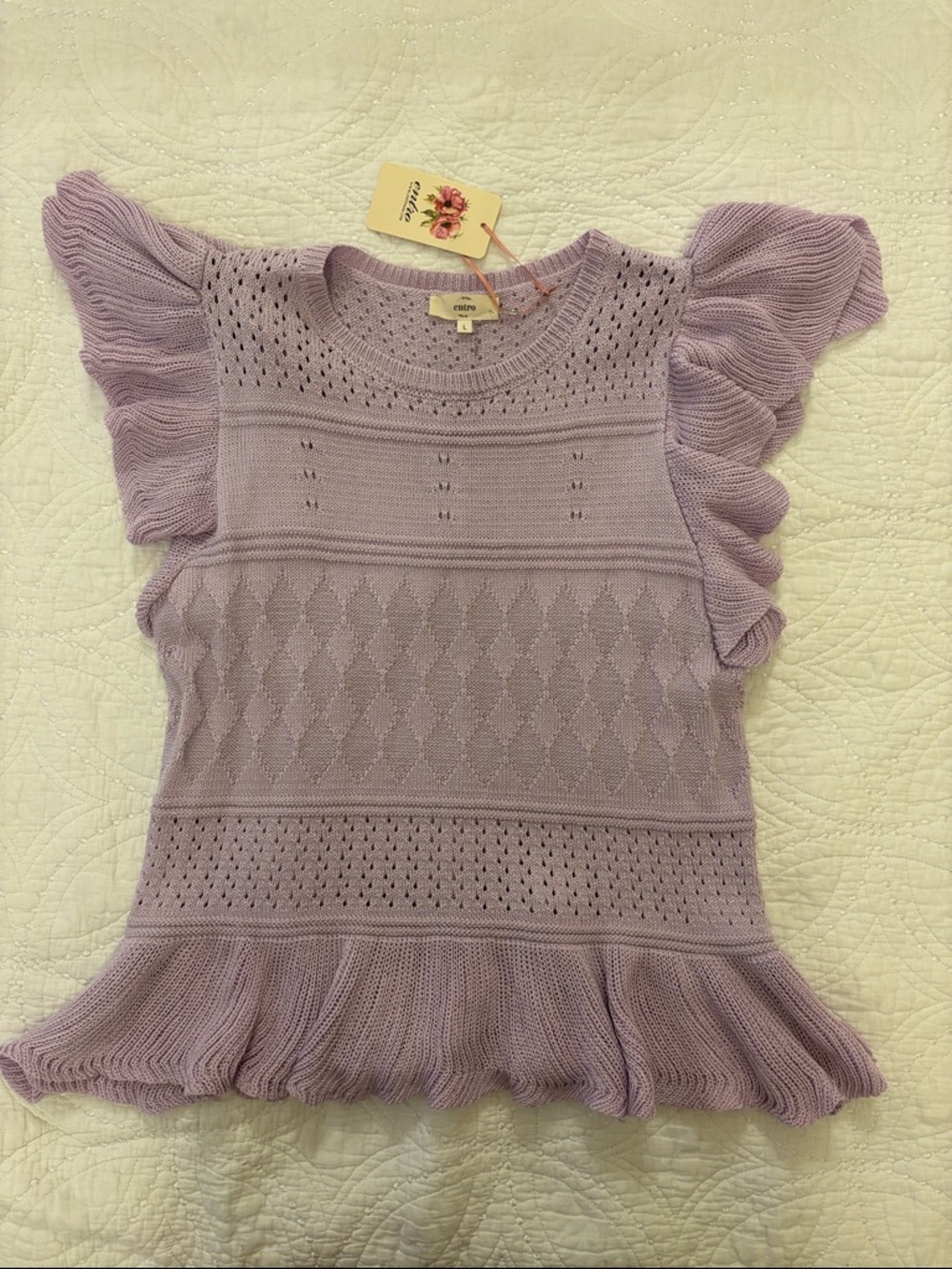 Lavender Ruffle Knit Top